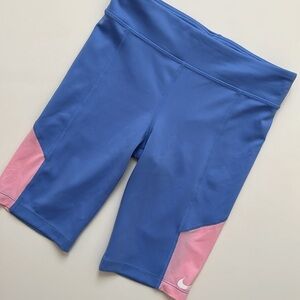 NWOT Girls Nike Dri-Fit Size Medium Blue & Pink Tight Fit Bike Shorts